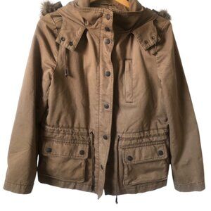 Loft 100% Cotton Military Coat Jacket Size M Brown Classic